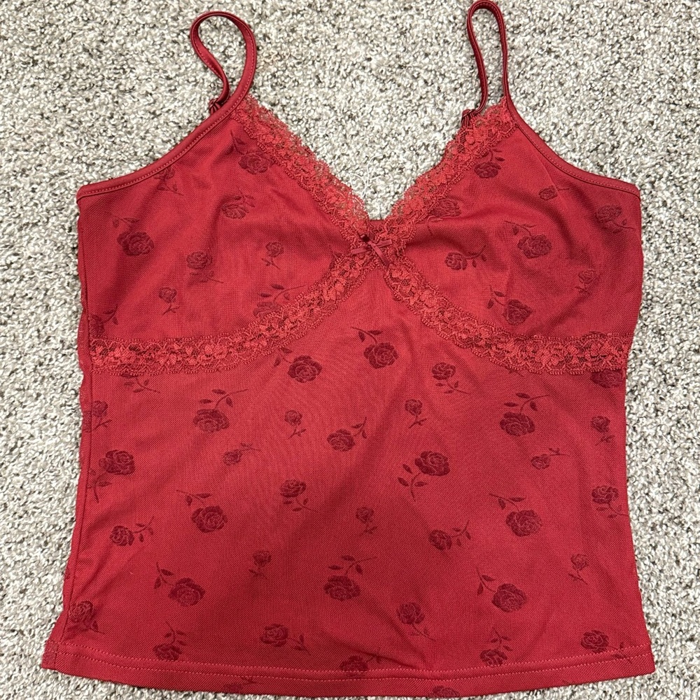 Red Floral Lace Camisole